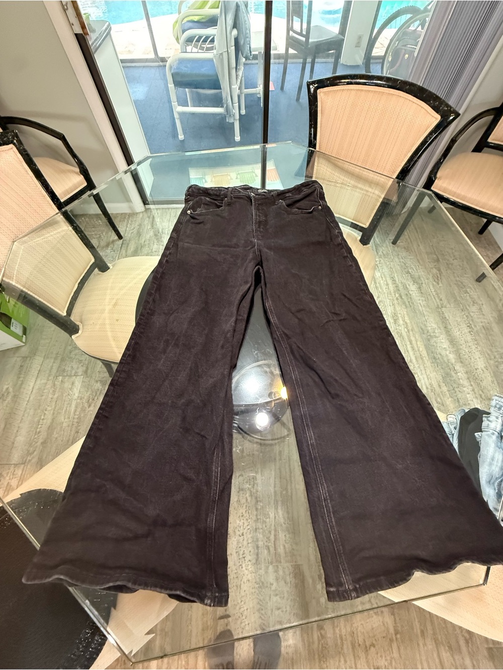 Old Navy Black Wide-Leg Flare Jeans